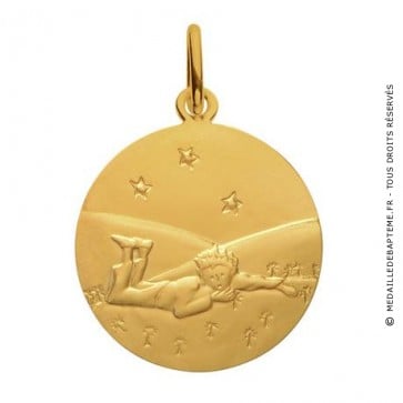 Médaille Petit Prince couché dans l'herbe (Or Jaune)