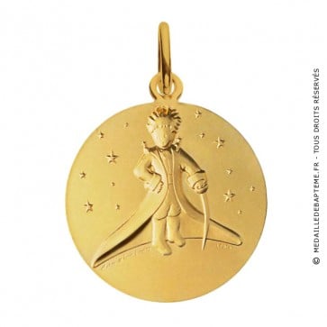 Médaille Petit Prince dans les etoiles (Or Jaune)