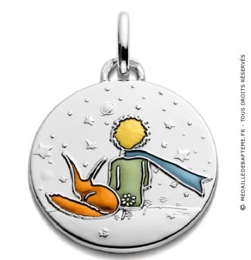 Médaille Petit Prince et le Renard en couleur (Argent)