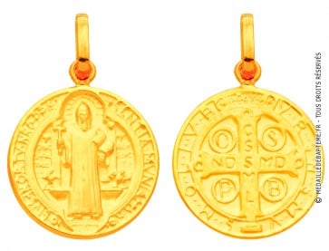 Médaille Saint Benoît réversible (Or Jaune)