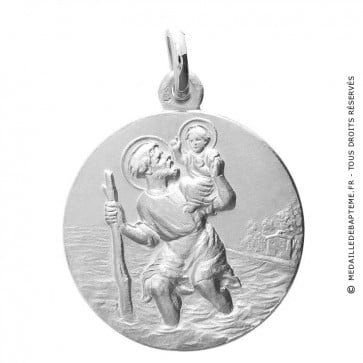 Médaille Saint-Christophe or blanc