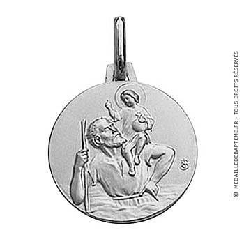 Médaille Saint-Christophe (or blanc)