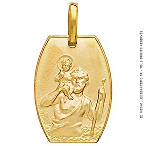 Médaille Saint-Christophe tonneau (or jaune)