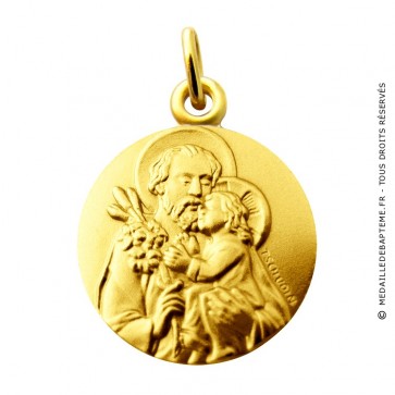 Médaille Saint Joseph et l'Enfant (Or Jaune)