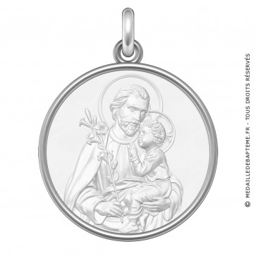 Médaille Saint Joseph et l'Enfant Jésus (Argent & Nacre)