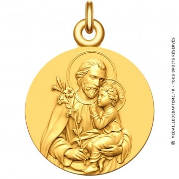 Médaille Saint Joseph et l'Enfant jésus (Or Jaune)