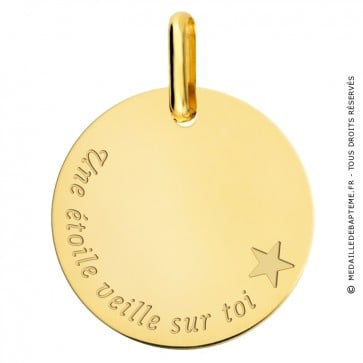 Médaille "une étoile veille sur toi" or jaune