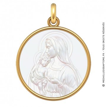 Médaille Vierge à l'Enfant (Or & Nacre)