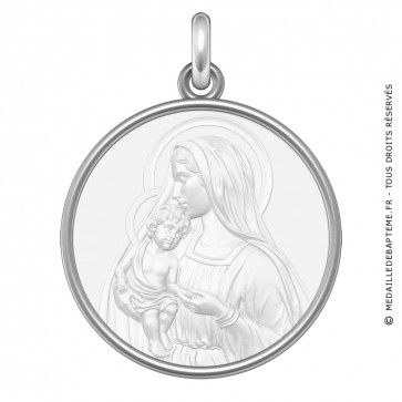 Médaille Vierge à l'Enfant (Argent & Nacre)