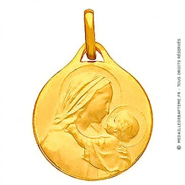 Médaille Vierge à l'enfant profil droit (Or Jaune)