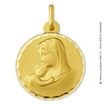Médaille Vierge à l'enfant ciselée (Or Jaune 9k)