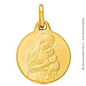 Médaille Vierge à l'enfant debout (Or Jaune)