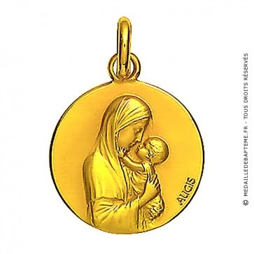 Médaille Augis Vierge à l'enfant profil droit (Or Jaune)