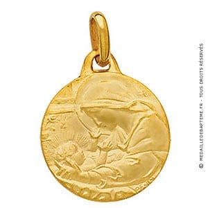 Médaille Vierge à l'enfant profil gauche (Or Jaune)