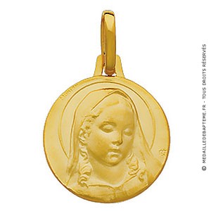 Médaille Vierge Marie au voile (Or Jaune)