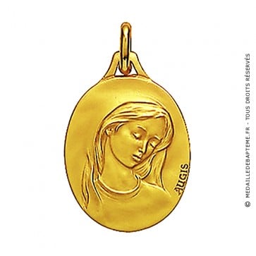 Médaille Augis Vierge au voile ovale (profil 3/4 droit) (Or Jaune)