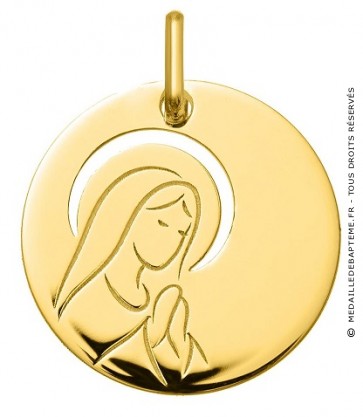 Médaille Vierge priante ajourée (Or Jaune 9K) 