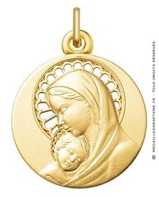 Médaille Vierge Marie et l'Enfant auréole ajourée (Or Jaune)