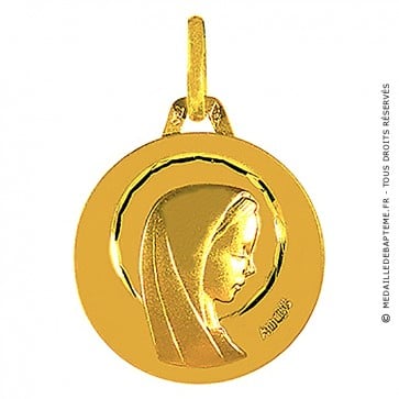 Médaille Augis Vierge profil droit ciselée (Or Jaune)