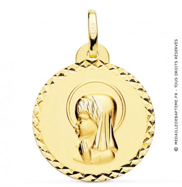 Médaille Vierge en prière diamantée (Or Jaune 9k)