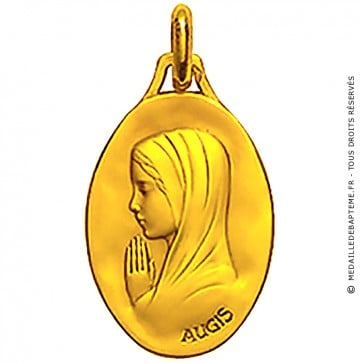 Médaille Augis Vierge mains jointes ovale (profil gauche)