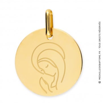 Médaille Vierge en prière (Or Jaune 9K)