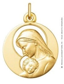 Médaille Vierge et l'Enfant auréoles ajourées (Or Jaune)