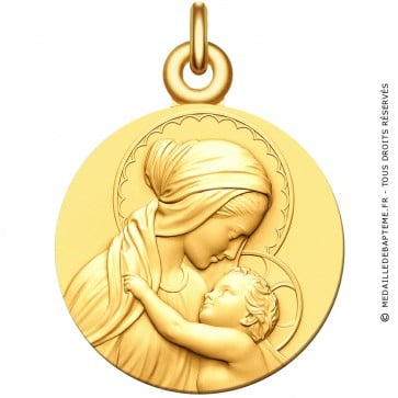 Médaille Vierge à l'Enfant Amour Maternel vermeil