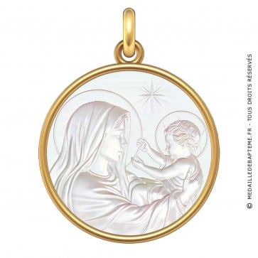 Médaille Vierge à l'enfant à l'Etoile (Or & Nacre)