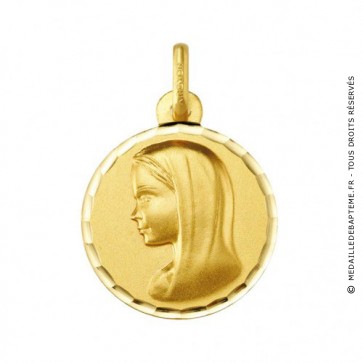 Médaille Vierge au voile ciselée (Or Jaune 9k)