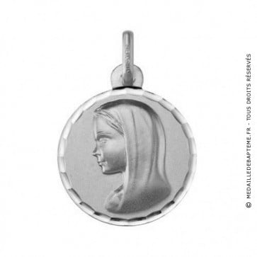 Médaille Vierge au voile ciselée (Or Blanc 9k) (Default)
