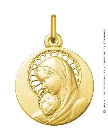 Médaille Vierge et l'Enfant auréoles ajourées (Or Jaune 9K)