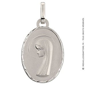 Médaille Vierge Ovale (Or Blanc)