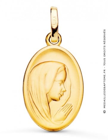 Médaille Vierge en prière Ovale (Or Jaune 9k)