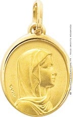 Médaille Vierge à l'enfant bord polis (Or Jaune 9k)
