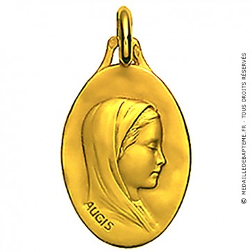 Médaille Augis Vierge au voile ovale (Or Jaune)