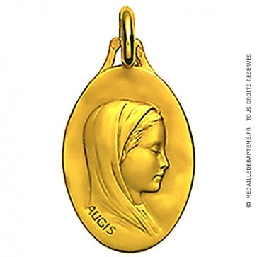 Médaille Augis Vierge au voile ovale (Or Jaune)