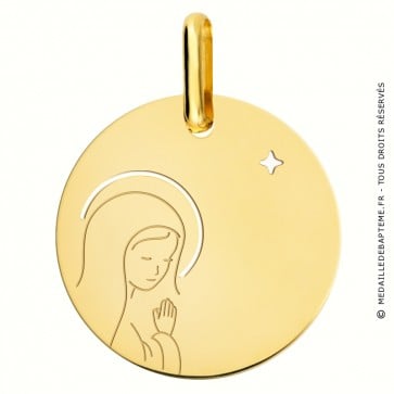  Médaille Vierge en prière à l'étoile (Or Jaune 18K)