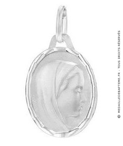Médaille Vierge profil droit facettée (Or Blanc)