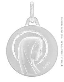 Médaille Augis Vierge profil droit ciselée (Or Blanc)