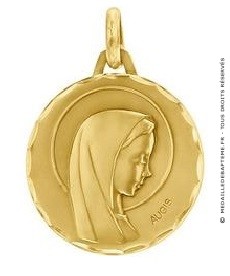 Médaille Vierge aureolée ciselée (Or Jaune)
