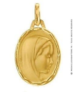 Médaille Vierge profil droit facettée (Or Jaune)