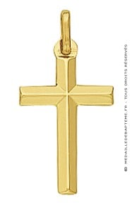 Pendentif Croix Fil Biseauté (Or Jaune)