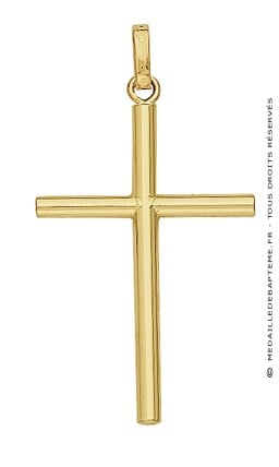 Pendentif Croix Fil Rond (Or Jaune)