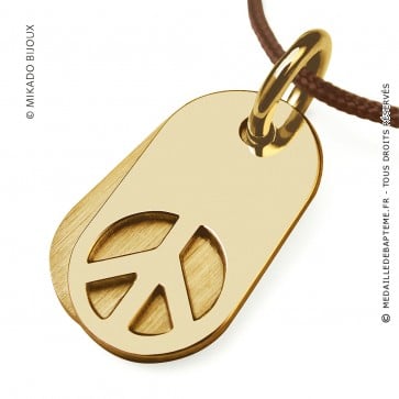 Pendentif Peace and Love - Woodstock (Or Jaune)