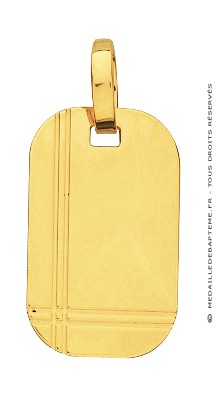 Pendentif Plaque Ovale Striée (Or Jaune)