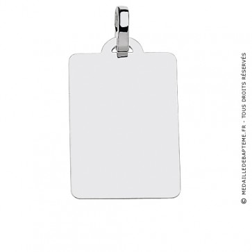 Pendentif Plaque Rectangle (Or Blanc)