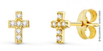 Boucles d'oreilles Croix diamants