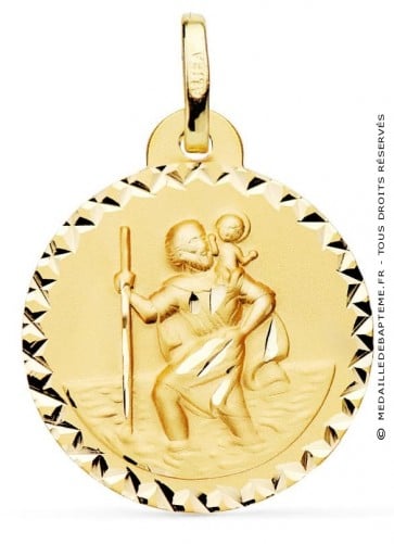 Médaille ronde Saint Christophe ciselée