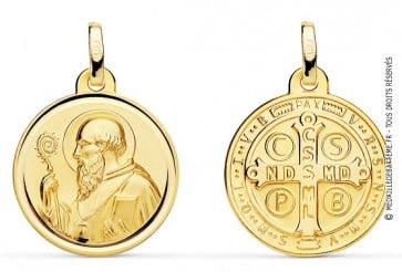 Médaille Scapulaire Saint-Benoit en portrait bord poli 